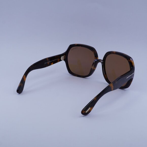 Tom Ford FT1221 52E Saffron Sunglasses Dark Havana Square Frame, Brown Lenses - Picture 9 of 10